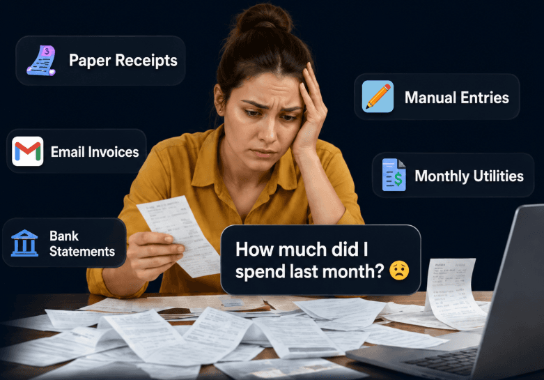 Person organizing receipts and expenses with DocketPocket AI